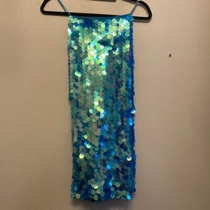 MOTEL Sequin Blue Dress